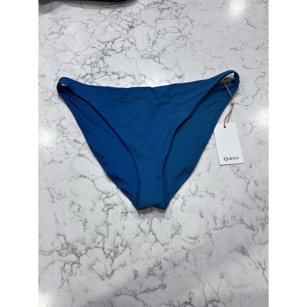 NWT Quince Lagoon Blue Teal Italian Low Rise Bikini Bottoms Size XL